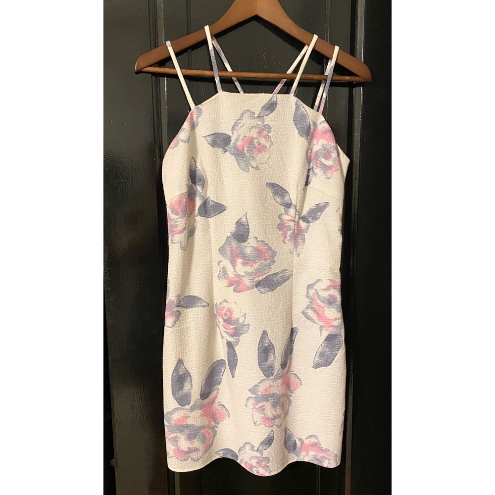 Tobi White & Lavender Flower Bodycon Dress